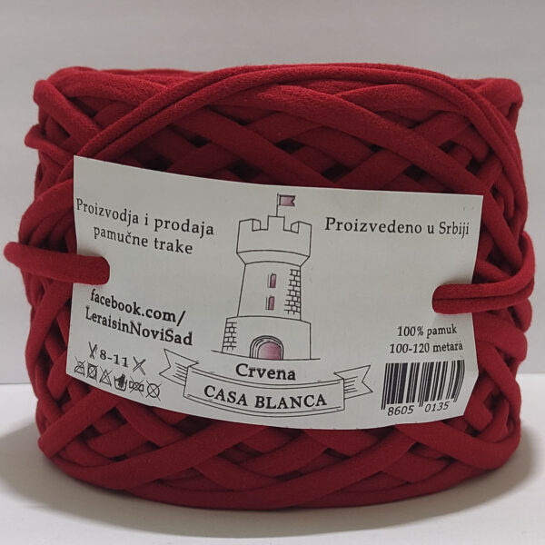 Crvena Pamučna traka Casa Blanka vrhunskog kvaliteta boja: Crvena